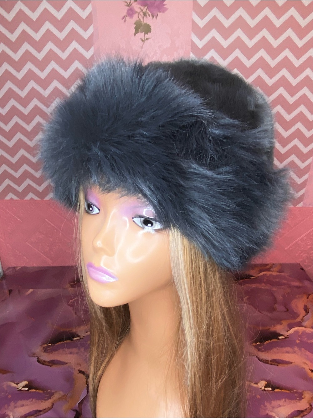 🎀🌷 Charcoal Gray Soft Faux Fur Russian-Style Hat 🌷🎀 NWT